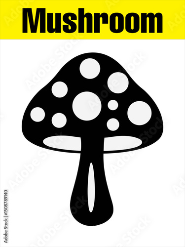 Spotted Mushroom Silhouette for Kids’ vector illustration