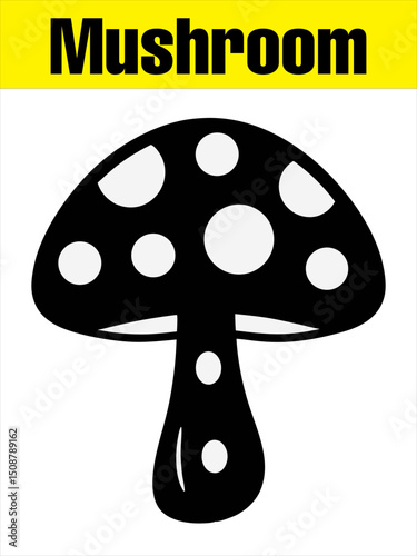 Spotted Mushroom Silhouette for Kids’ vector illustration