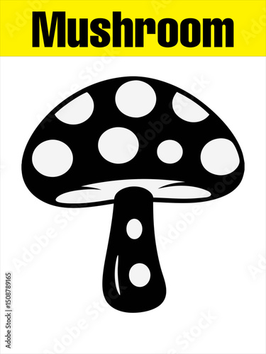 Spotted Mushroom Silhouette for Kids’ vector illustration