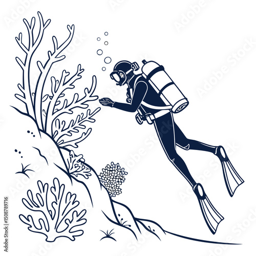 Scuba Diver Exploring Vibrant Coral Reef