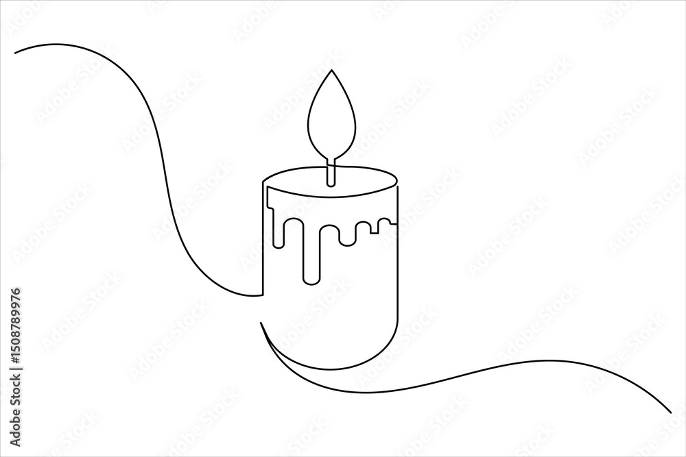 Obraz premium Candle icon continuous single line drawing and minimalist style outline design