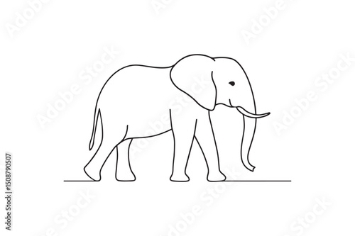 Elephant animal continuous one line drawing minimalism design