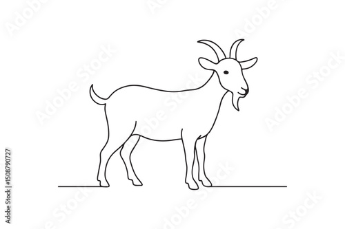 Goat animal continuous one line drawing minimalism design