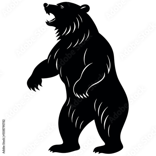 Powerful Grizzly Bear Silhouette Illustration