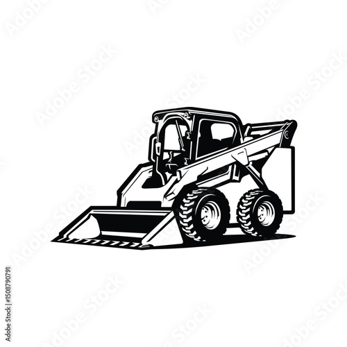 Skid Steer Loader Vector Icon Illustration Stock Isolated
