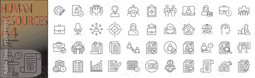 human resources line editable icon set. Editable stroke. Vector illustration	