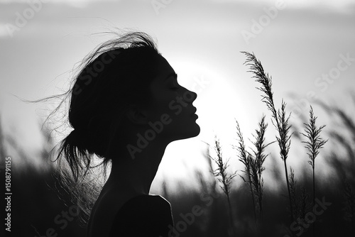 Woman whispering into the wind