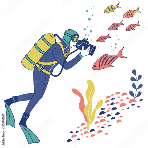Underwater Photographer Capturing Marine Life