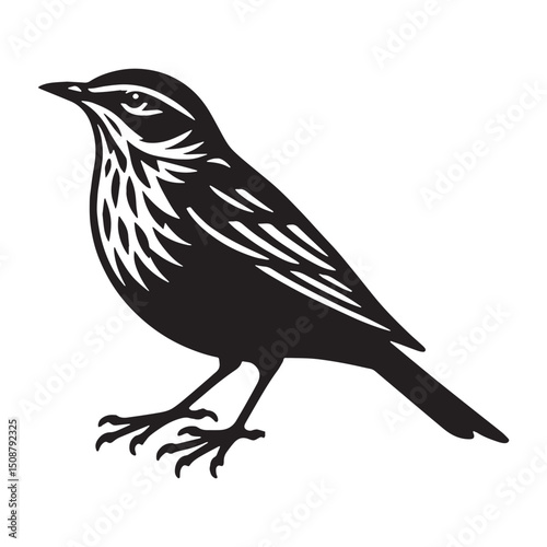 Lark silhouette with gentle wing stretch – Lark illustration – Minimalist Lark vector – Bird silhouette – Bird vector

