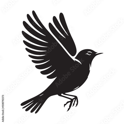 Soft Wings Lark silhouette with elegant curves – Lark illustration – Minimalist Lark vector – Bird silhouette – Bird vector


