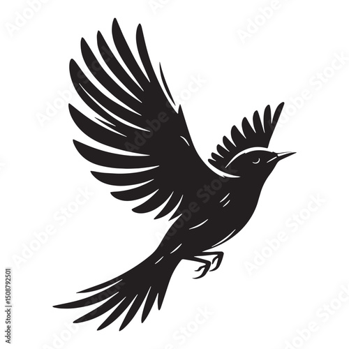 Lark silhouette with delicate feather details – Lark illustration – Minimalist Lark vector – Bird silhouette – Bird vector

