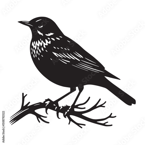 Minimal Lark silhouette showing flight grace – Lark illustration – Minimalist Lark vector – Bird silhouette – Bird vector

