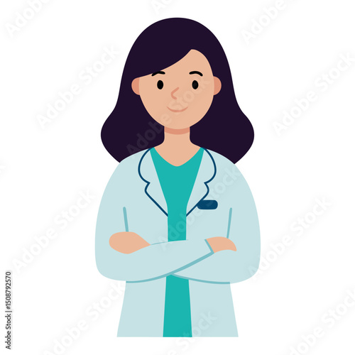 Confident Female Doctor Healthcare Professional Illustration