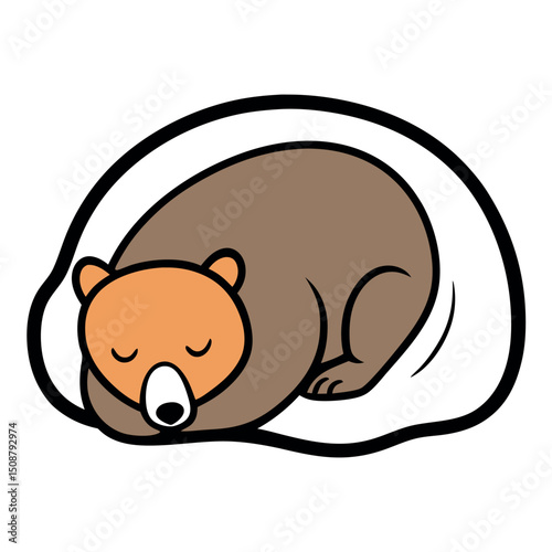 Adorable Sleeping Bear Illustration