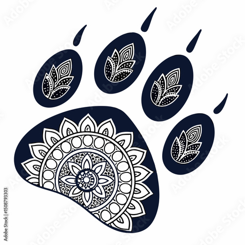 Ornate Mandala Paw Print Design  Elegant Animal Illustration