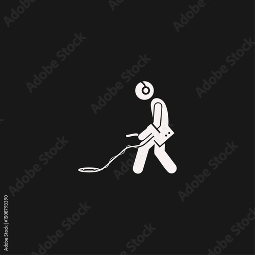 Metal detector icon logo flat vector design