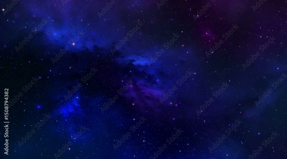 Fototapeta premium A purple nebula cloud shines brightly amidst the darkness of stars.