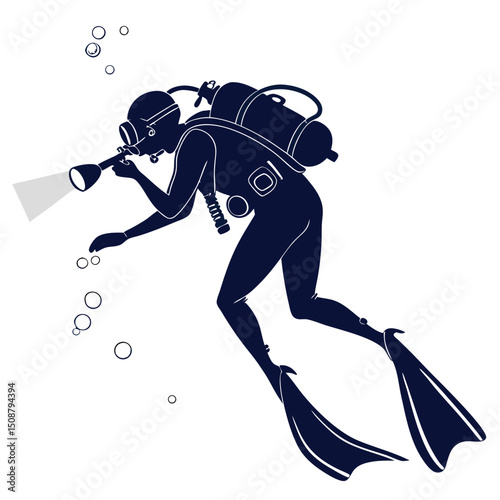 Scuba Diver Silhouette Underwater Exploration