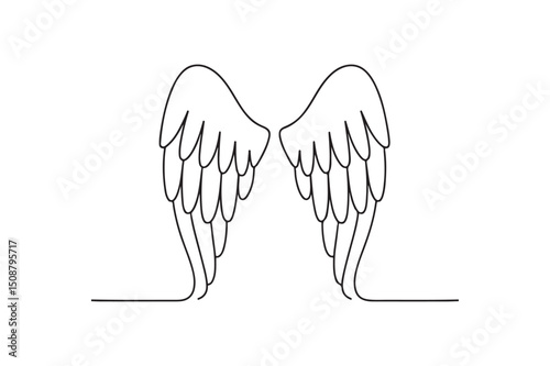 Angel wings continuous one line drawing minimalism design