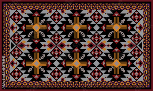 traditional turkish carpet, wallpaper, clothing, cover. Spice up your ranch floor with bold geometric pattern on this rug.