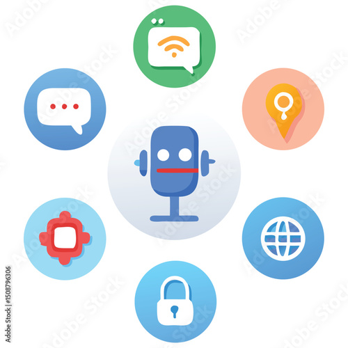 Flat Voice Assistant Icons for UI UX Mobile Apps and Smart Devices with Transparent Background