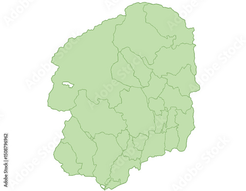 栃木県　地図　黄緑　イラスト