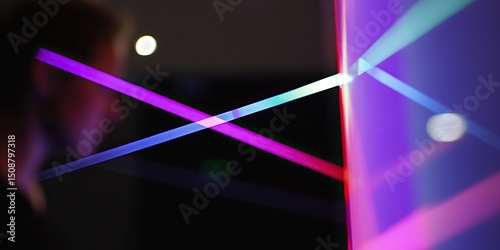 a laser beam reflecting off a mirror, demonstrating the angles of incidence and reflection perfectly.