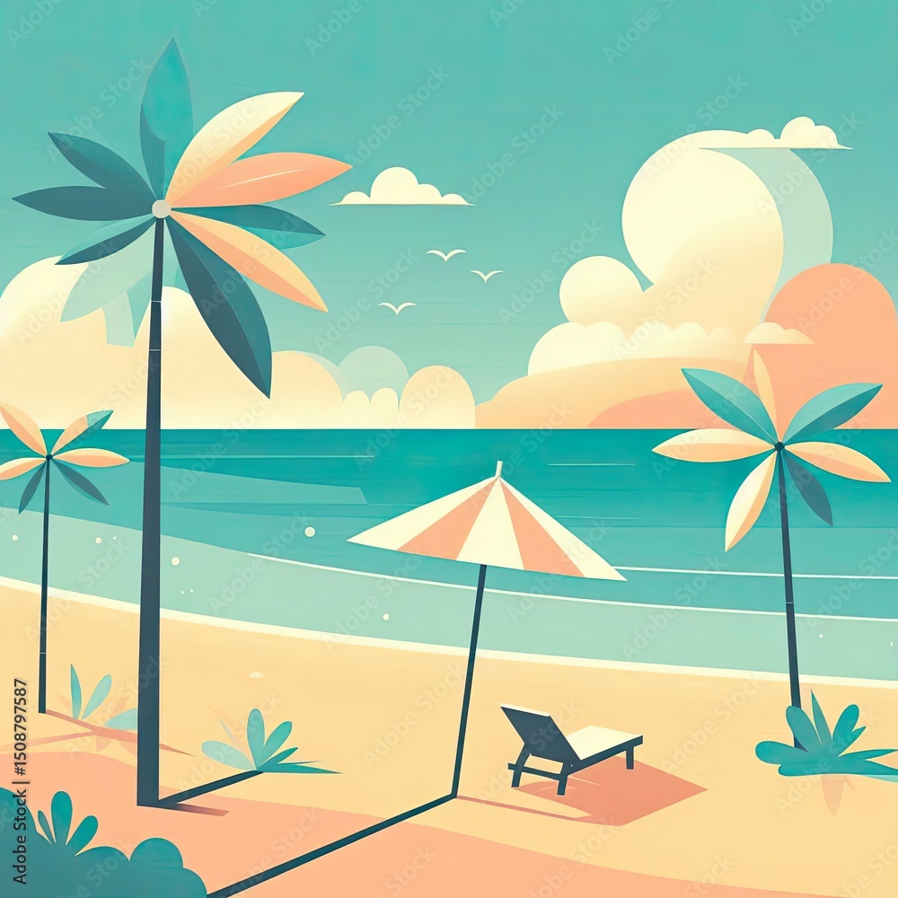 Obraz premium Coastal Paradise in Vector Style