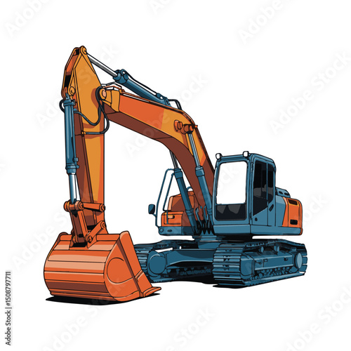 excavator vector on white background