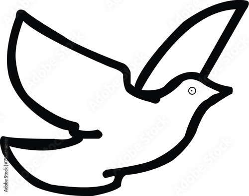 A Simple Line Drawing of a Dove in Flight, Symbolizing Peace and Hope for a Brighter Future. photo