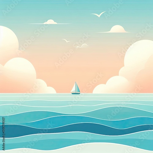 Peaceful Seascape and Gentle Summer Sky