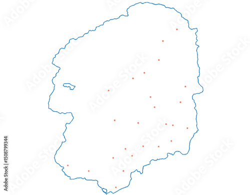 栃木県　地図　白　斑点　イラスト