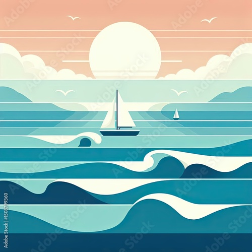 Serene Sailboat Scene in Soft Tones