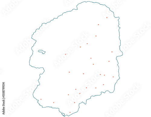 栃木県　地図　白　斑点　イラスト