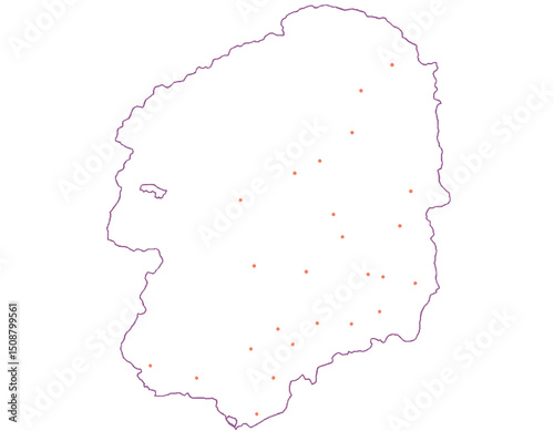 栃木県　地図　白　斑点　イラスト
