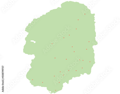 栃木県　地図　黄緑　斑点　イラスト
