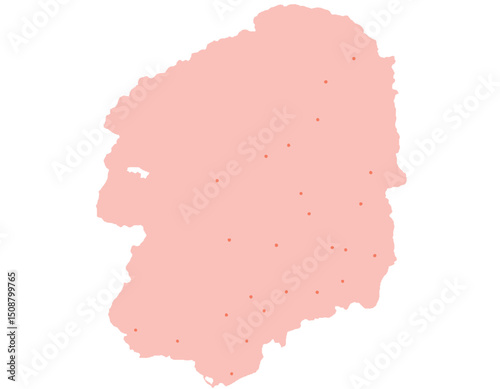 栃木県　地図　ピンク　斑点　イラスト