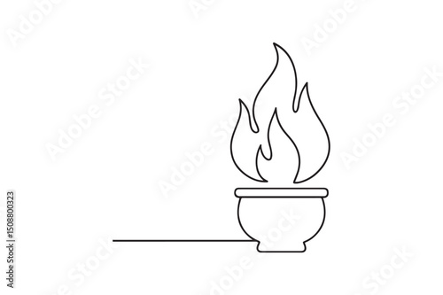 Fire pot continuous one line drawing minimalism design