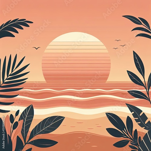 Sunset Journey with Soft Tropical Hues