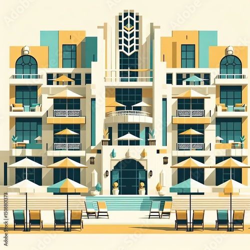 Retro Beachfront Resort in Warm Tones