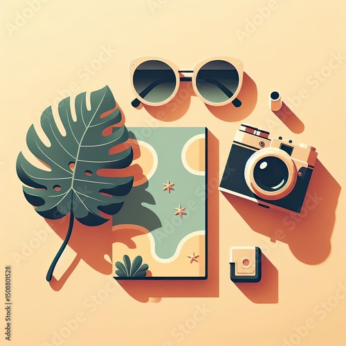 Modern Summer Flatlay with Vacation Mood