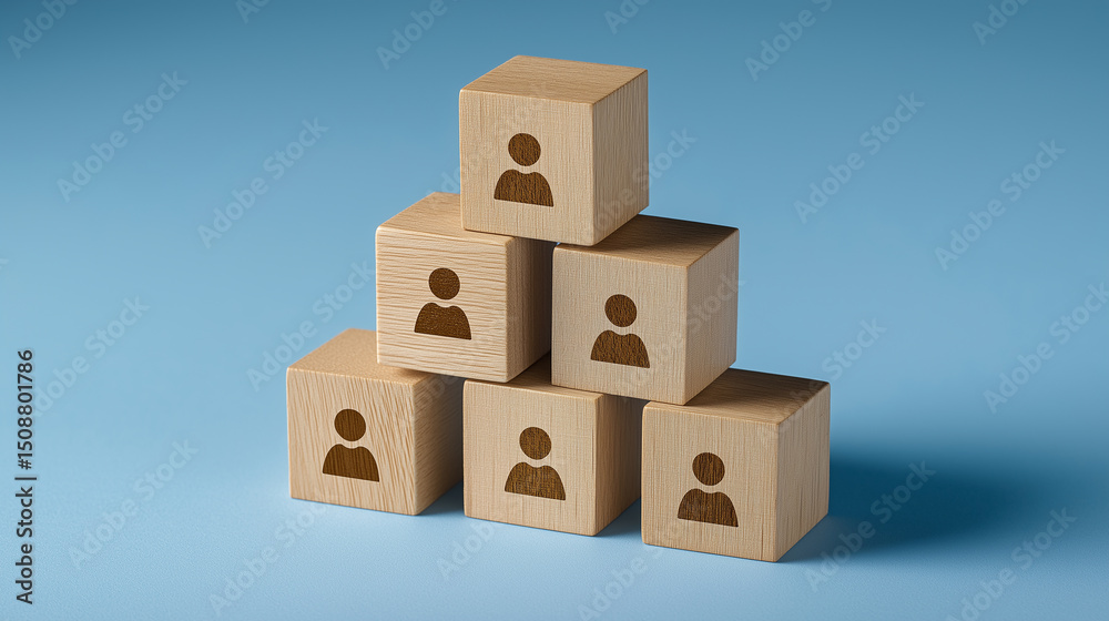 Obraz premium Business Hierarchy Structure With Leadership Roles and Organizational Management, Team Coordination, Role Clarity and Corporate Governance, Cubes