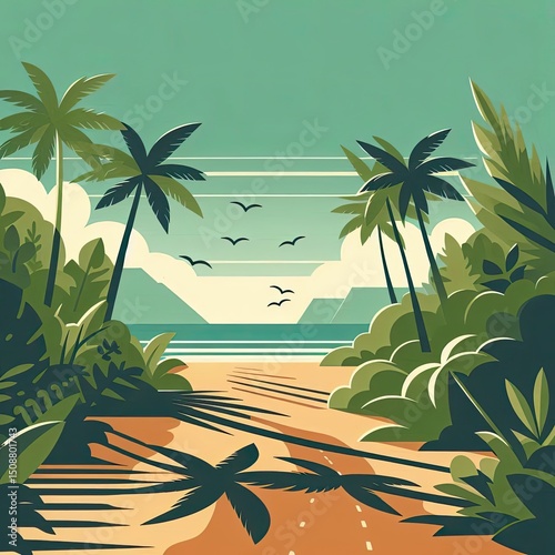 Gentle Tropical Shore with Soft Light