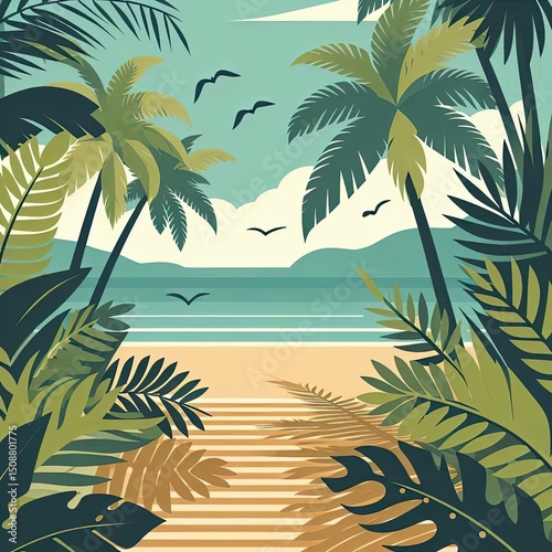 Soft Breeze and Palm-Lined Beachfront