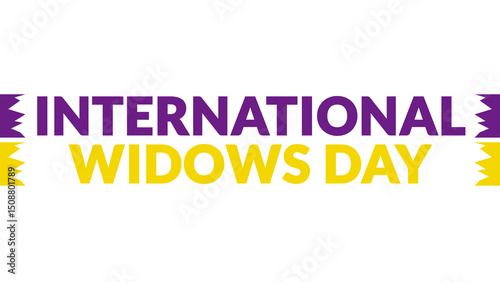 International Widows Day text with side lines on a White background.