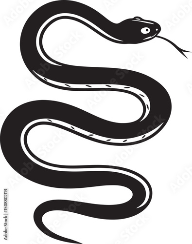 Black Snake Silhouette Vector Art Serpent & Reptile Icon Mystical Animal Clipart Illustration