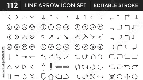 Line arrow icon set. Editable stroke collection. Minimize, Recycle, Repeat reload icons. Line style refresh reload arrow symbol. arrow up down symbol