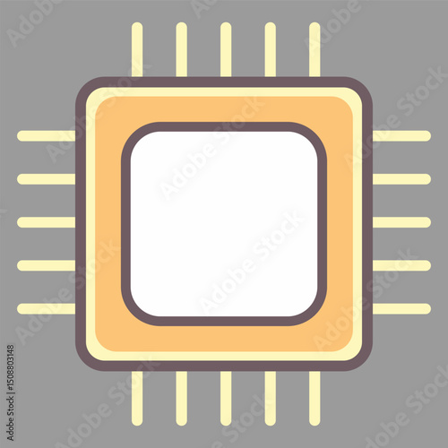 Stylized CPU icon in gold tones on dark background, suitable for hardware, microchip, or tech-related designs