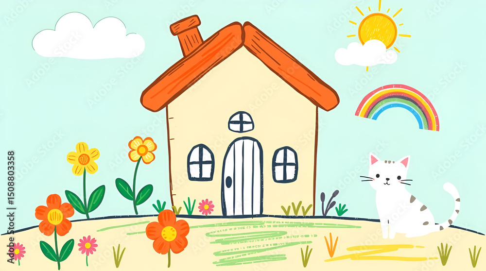 Obraz premium house with flowers