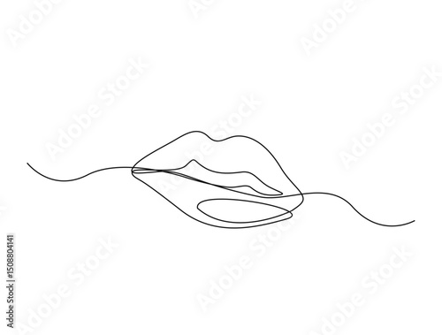 Female lips in single line draw illustration. Continuous one line drawing of woman lips. Editable stroke.